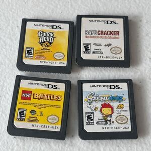 4 Game Nintendo DS Game Lot Guitar Hero Safe Cracker Lego Battles Scribble Nauts
